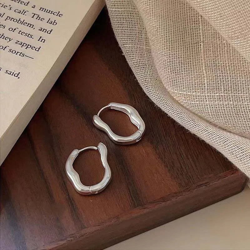 2023 New Trendy Metal Geometry Hoop Earring for Women Fashion Design Gold Color Irregular Earrings Jewelry Gifts