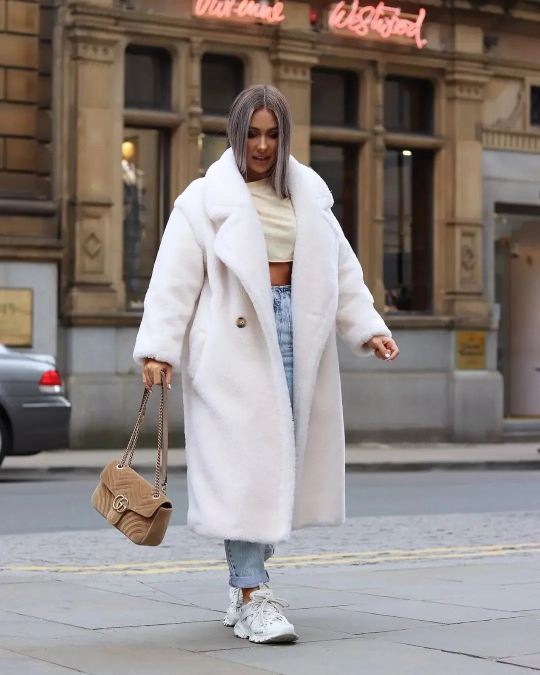 Teddy Bear Coat Lamb Fur Women's Clothing 2024 New Warm Thickened Plush Plush Medium-length Environmentally Friendly Coat Chic